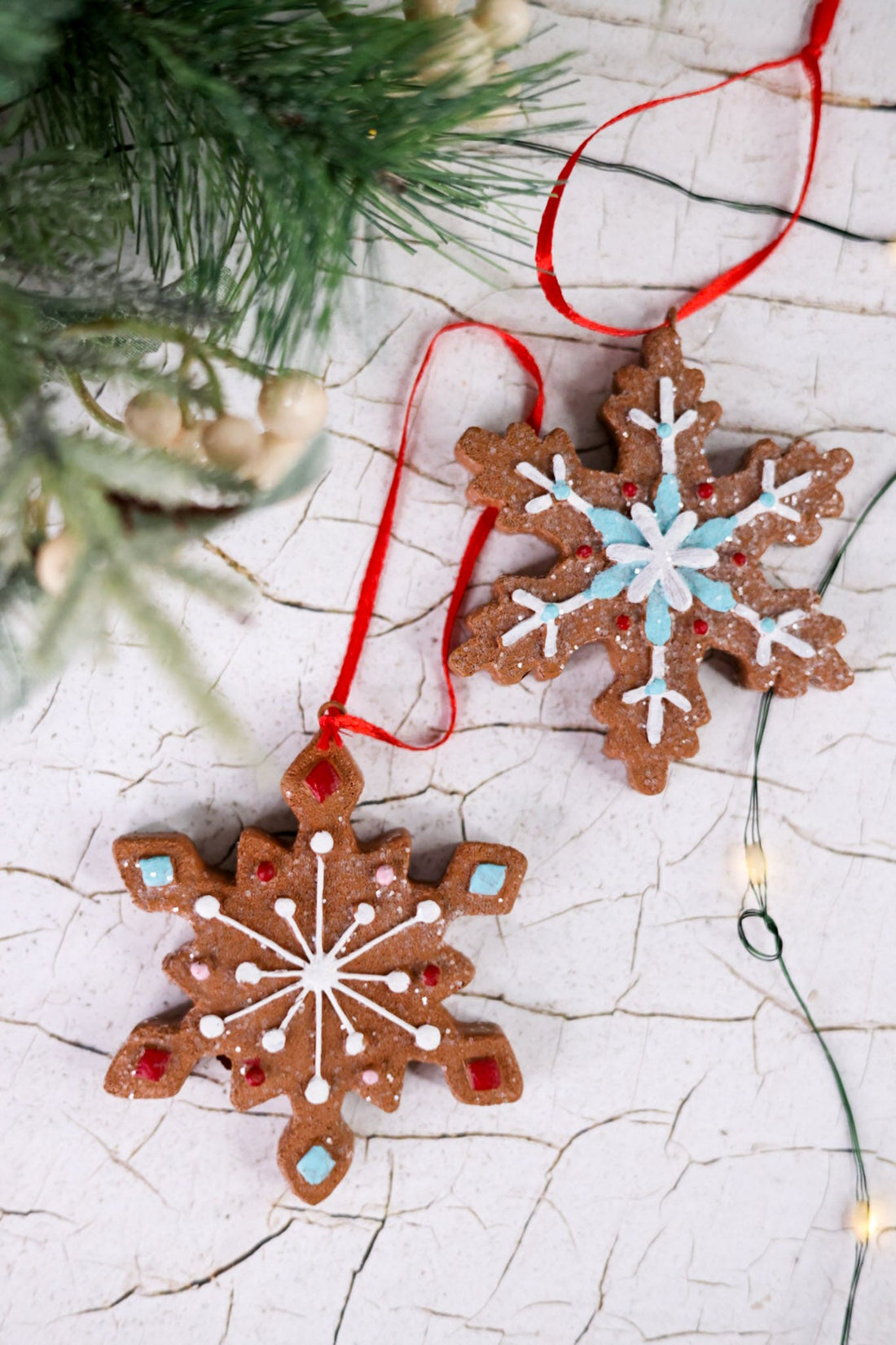Resin Gingerbread Snowflake Ornaments (2 Styles) - Whiskey Skies - YOUNG'S INC