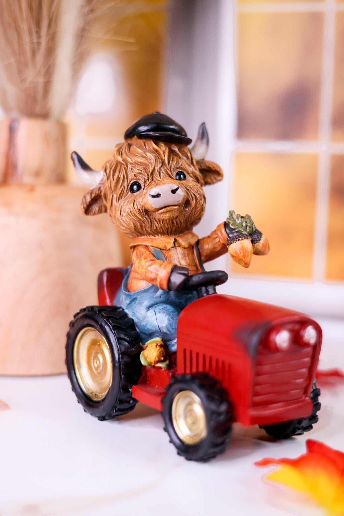 Resin Harvest Highland Cow With Tractor (2 Styles) - Whiskey Skies - GERSON COMPANIES