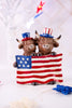 Resin Highland Cows Holding USA Flag - Whiskey Skies - GERSON COMPANIES