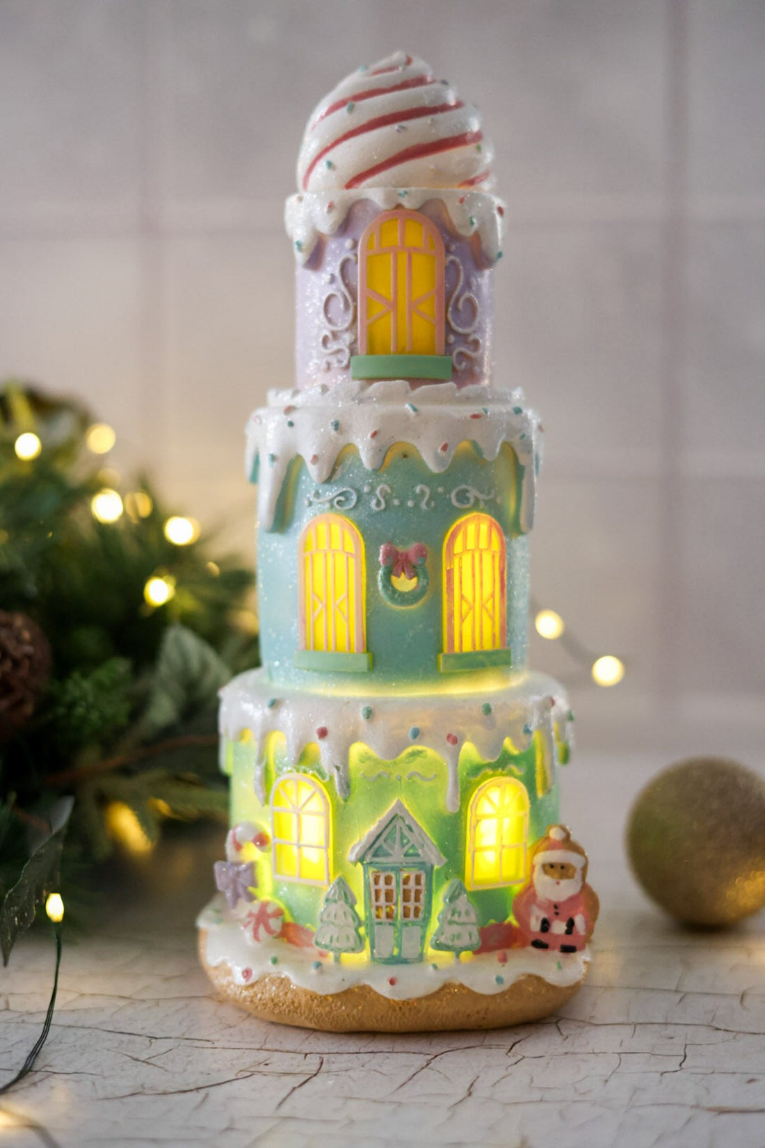 Resin Layered Cake Gingerbread Light Up LED House - Whiskey Skies - YOUNG'S INC