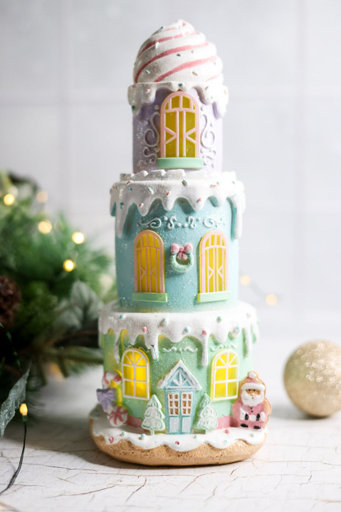 Resin Layered Cake Gingerbread Light Up LED House - Whiskey Skies - YOUNG'S INC