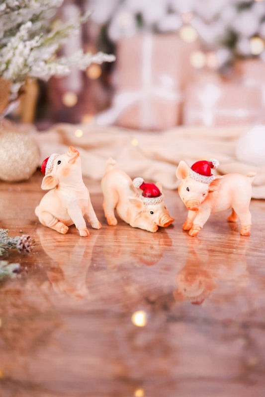 Resin Piglets with Santa Hats (3 Styles) - Whiskey Skies - TRANSPAC