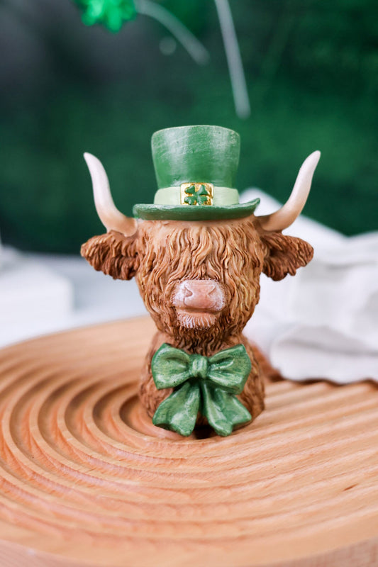 Resin St. Patrick's Day Highland Cow - Whiskey Skies - WT COLLECTION