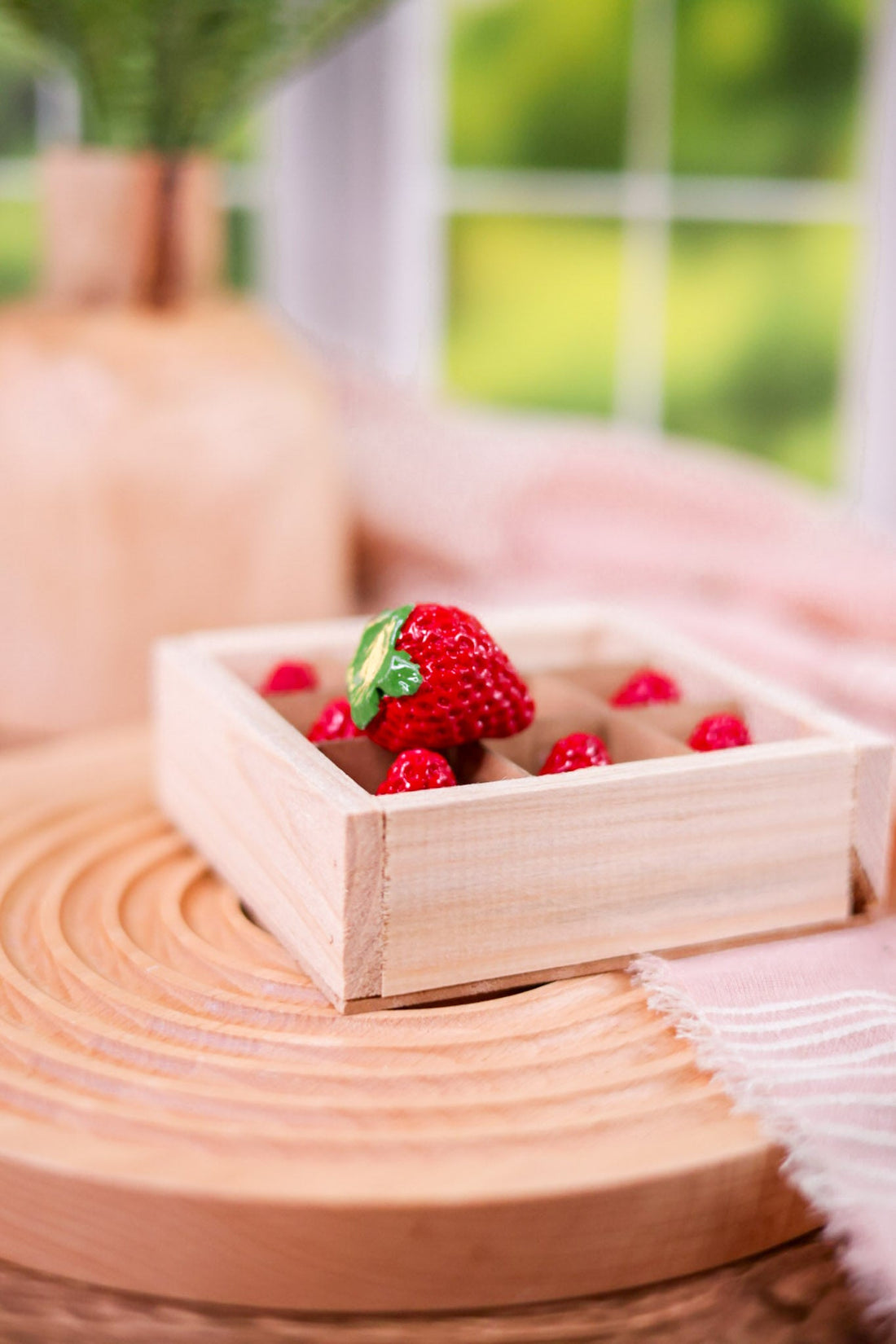 Resin Strawberries in Wooden Crate - Whiskey Skies - TRANSPAC