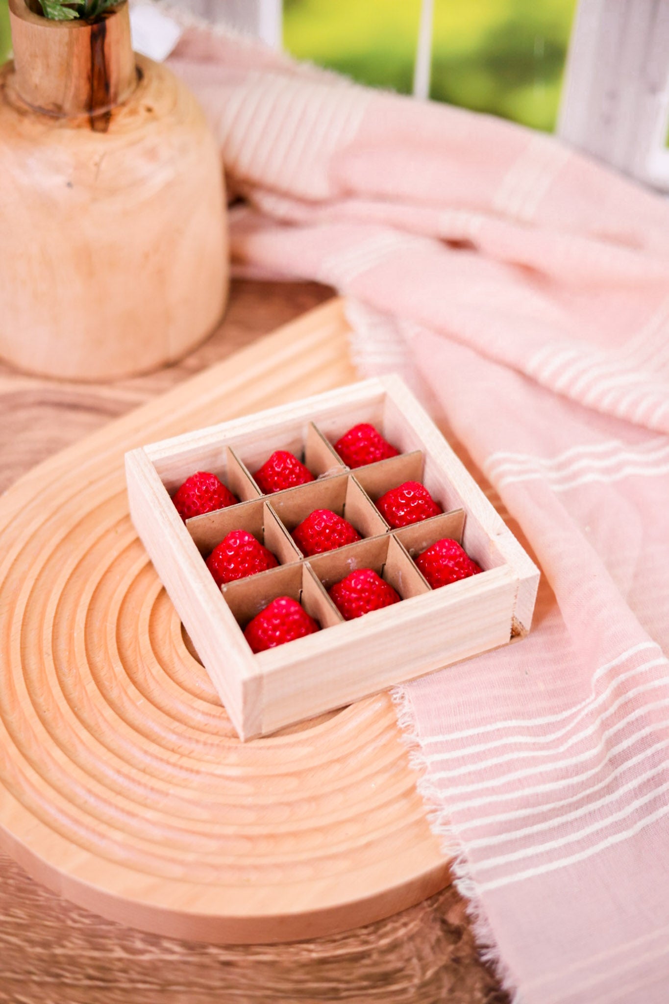 Resin Strawberries in Wooden Crate - Whiskey Skies - TRANSPAC