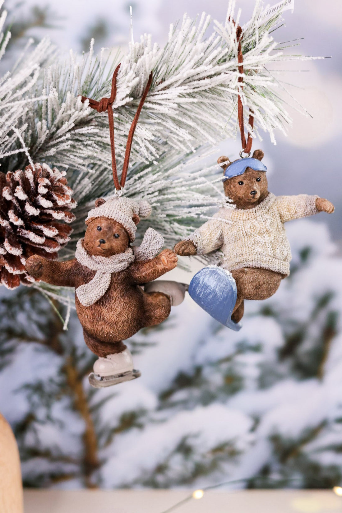 Resin Winter Bears Ice Skating & Snowboarding (Two Styles) - Whiskey Skies - MELROSE INTL