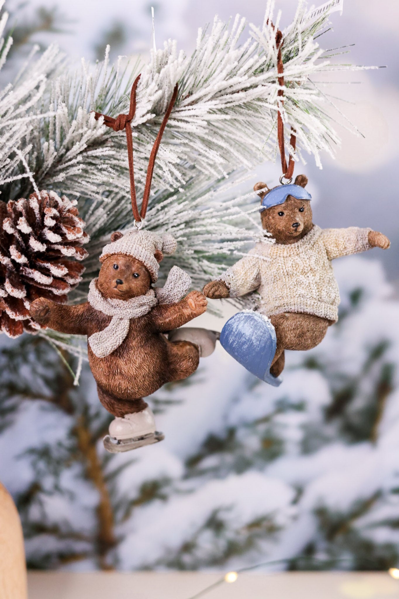 Resin Winter Bears Ice Skating & Snowboarding (Two Styles) - Whiskey Skies - MELROSE INTL