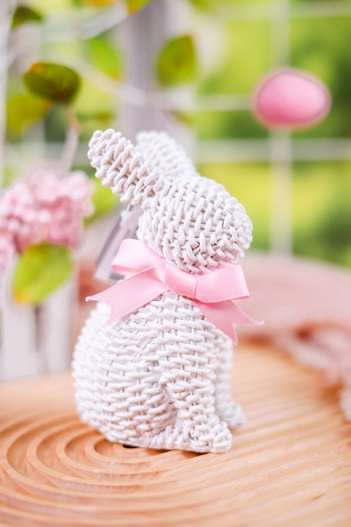 Resin Woven Bunnies with Bows (2 Styles) - Whiskey Skies - RAZ IMPORTS