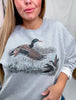 Retro Duck Scene Grey Long Sleeve Sweatshirt - Whiskey Skies - THE LATTIMORE CLAIM
