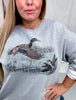 Retro Duck Scene Grey Long Sleeve Sweatshirt - Whiskey Skies - THE LATTIMORE CLAIM