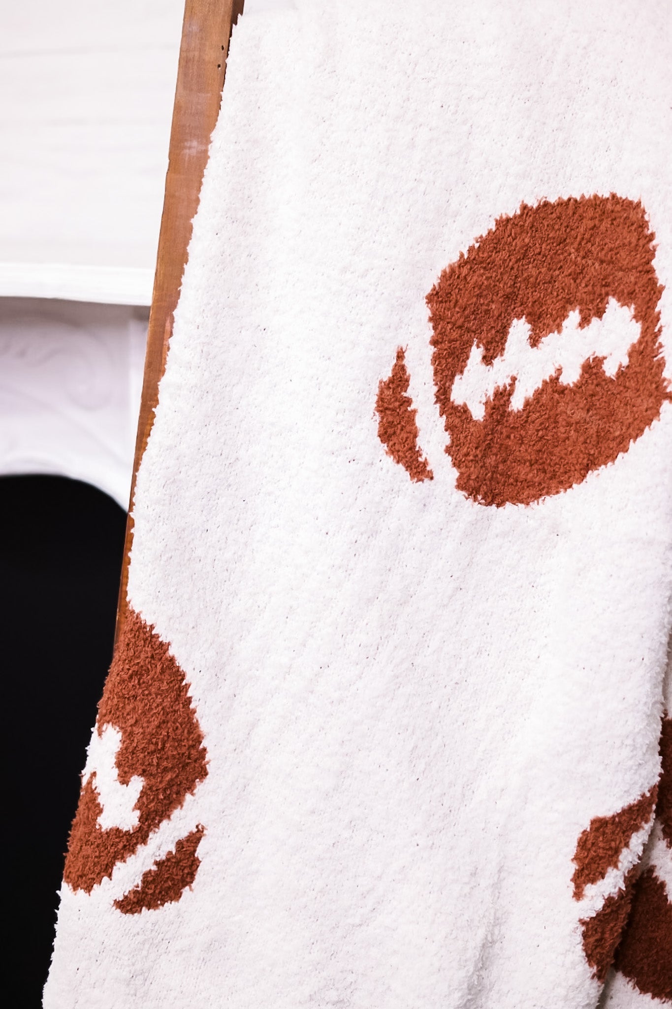 Reversible Brown and White Cozy Football Blanket - Whiskey Skies - BIESTER BLESSINGS BOUTIQUE