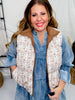 Reversible Brown & Floral Puffer Vest - Whiskey Skies - SOUTHERN GRACE