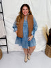 Reversible Brown & Floral Puffer Vest - Whiskey Skies - SOUTHERN GRACE