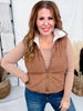 Reversible Brown & Floral Puffer Vest - Whiskey Skies - SOUTHERN GRACE