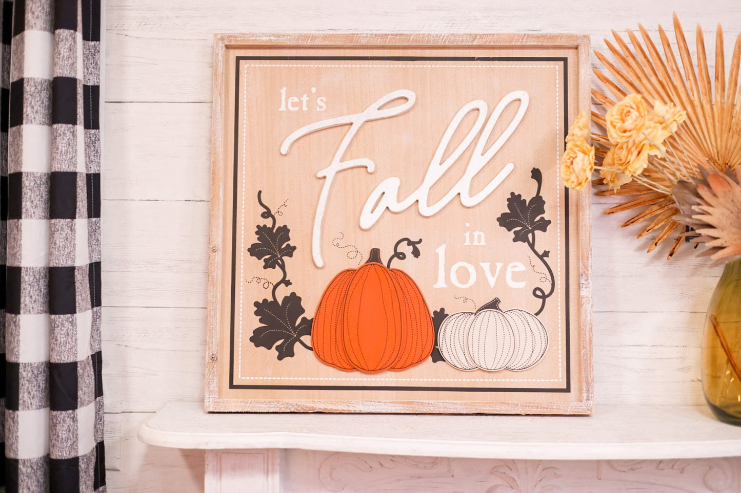 Reversible Fall and Pumpkins Wood Framed Sign - Whiskey Skies - ADAMS & CO