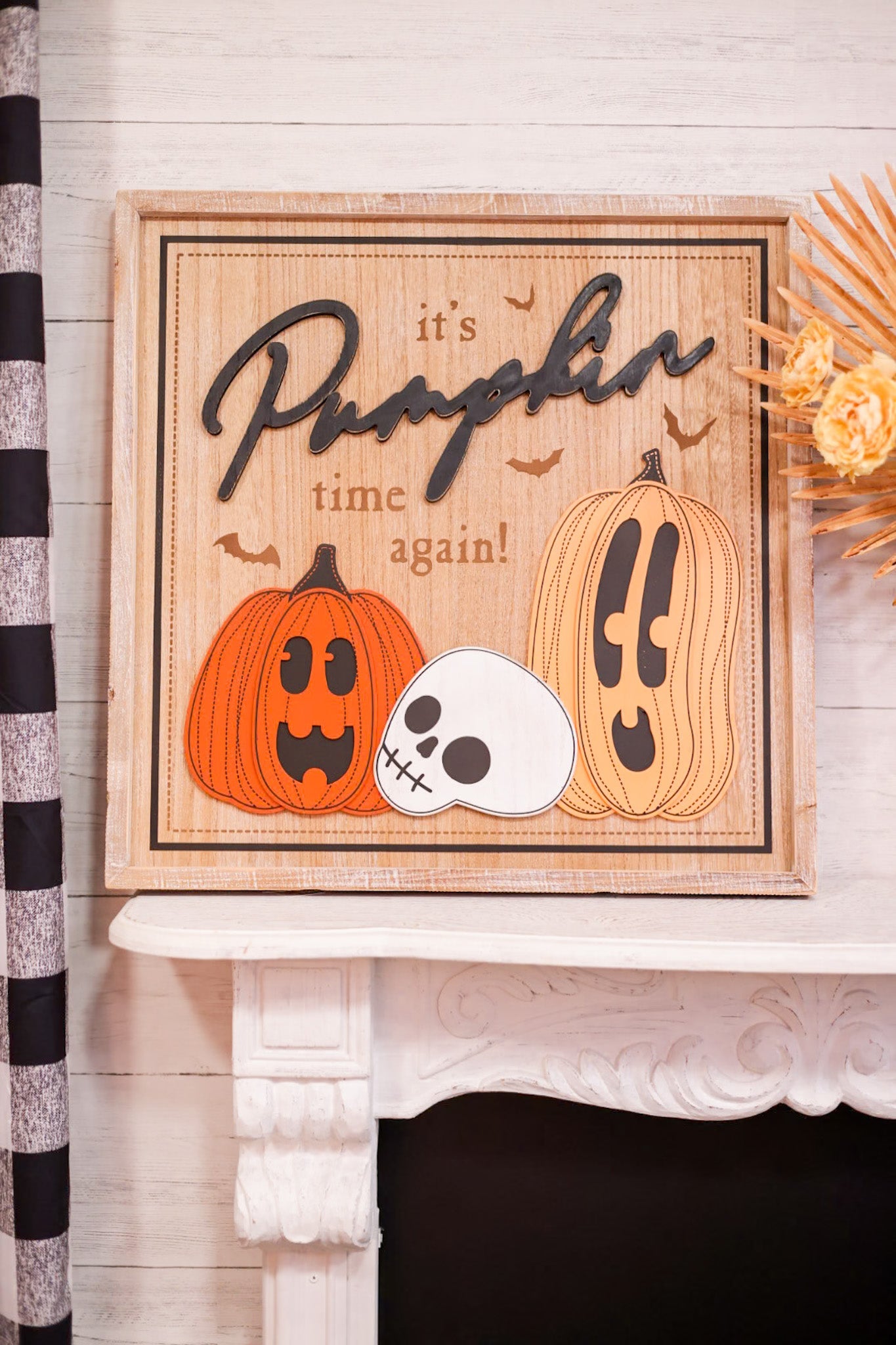 Reversible Fall and Pumpkins Wood Framed Sign - Whiskey Skies - ADAMS & CO