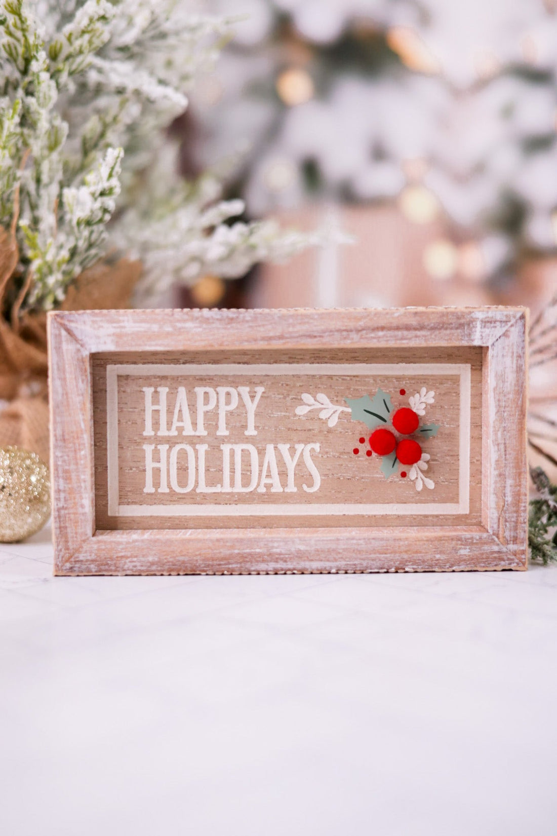 Reversible Happy Holidays/Love Wood Framed Sign - Whiskey Skies - ADAMS & CO