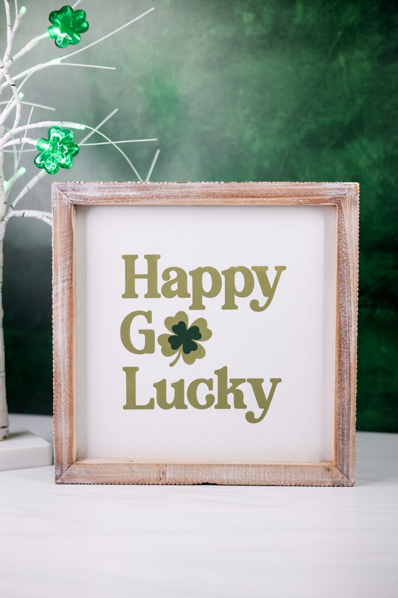 Reversible "I Love You/Happy Go Lucky" Wooden Framed Sign - Whiskey Skies - DEVANIE AT HOME
