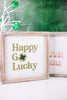Reversible "I Love You/Happy Go Lucky" Wooden Framed Sign - Whiskey Skies - DEVANIE AT HOME