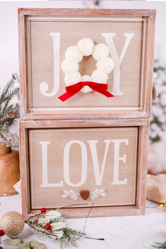 Reversible Joy Wreath/Love Sign in Wooden Frame - Whiskey Skies - ADAMS & CO