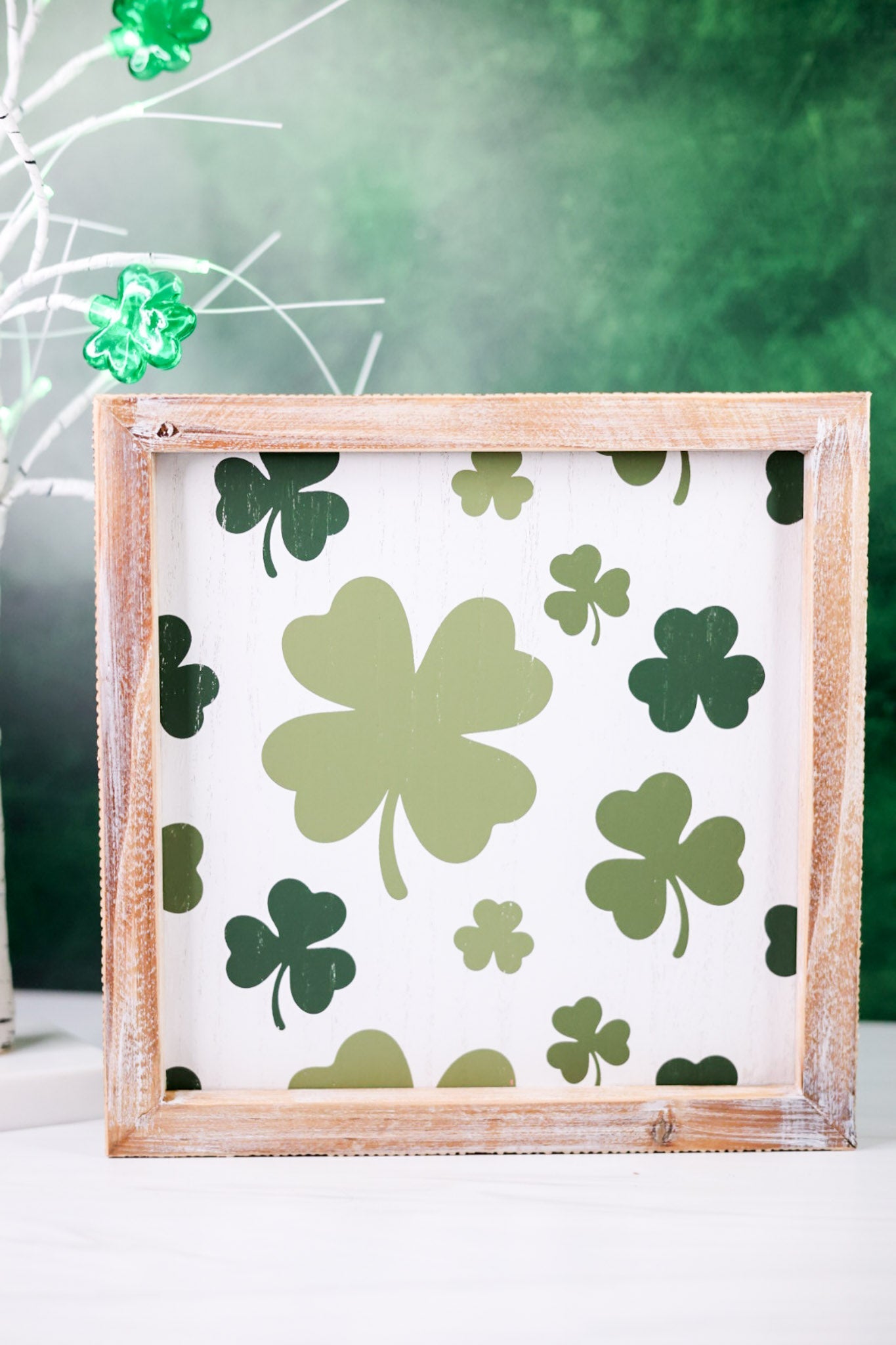 Reversible Lips/Clovers Wooden Framed Sign - Whiskey Skies - DEVANIE AT HOME