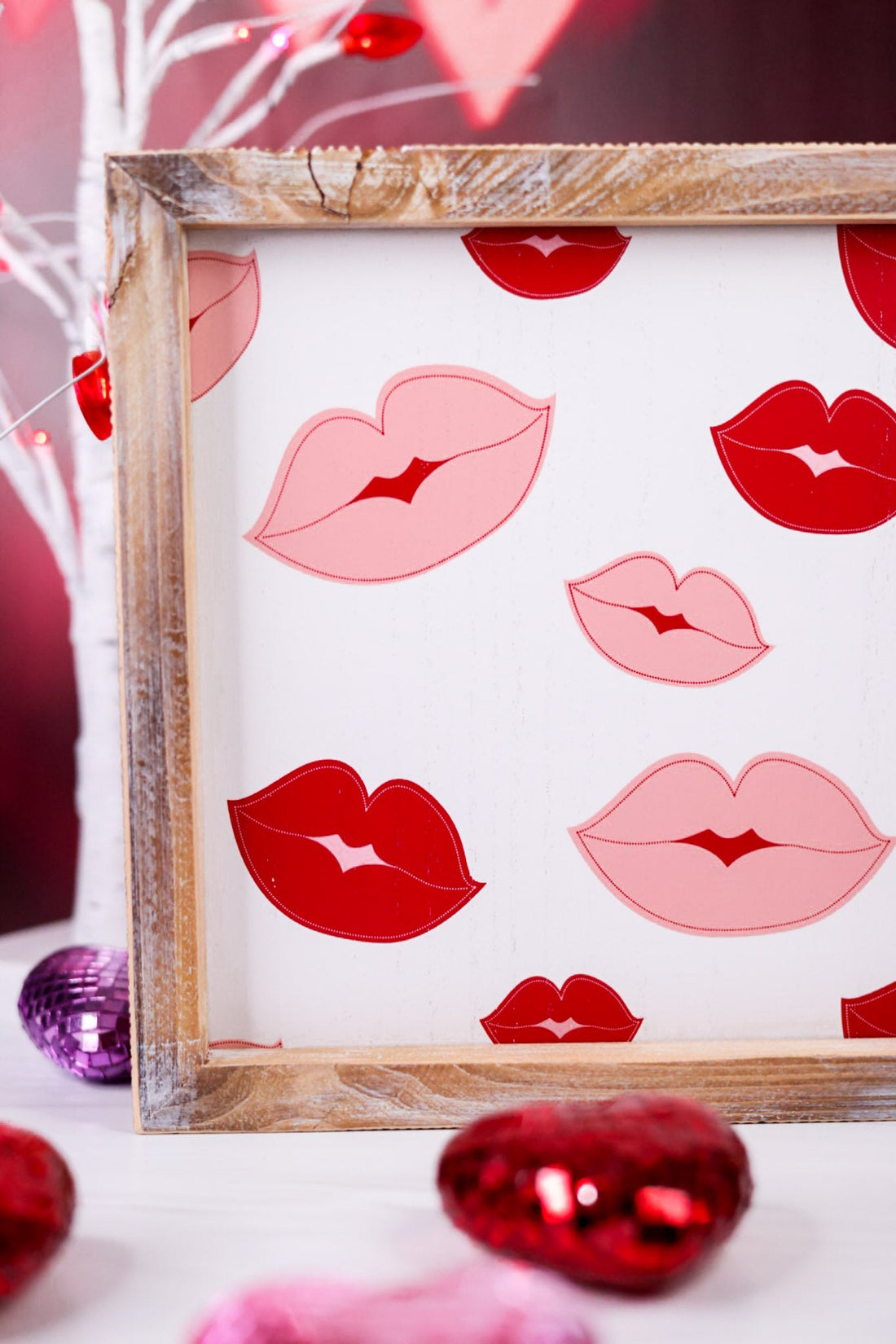 Reversible Lips/Clovers Wooden Framed Sign - Whiskey Skies - DEVANIE AT HOME