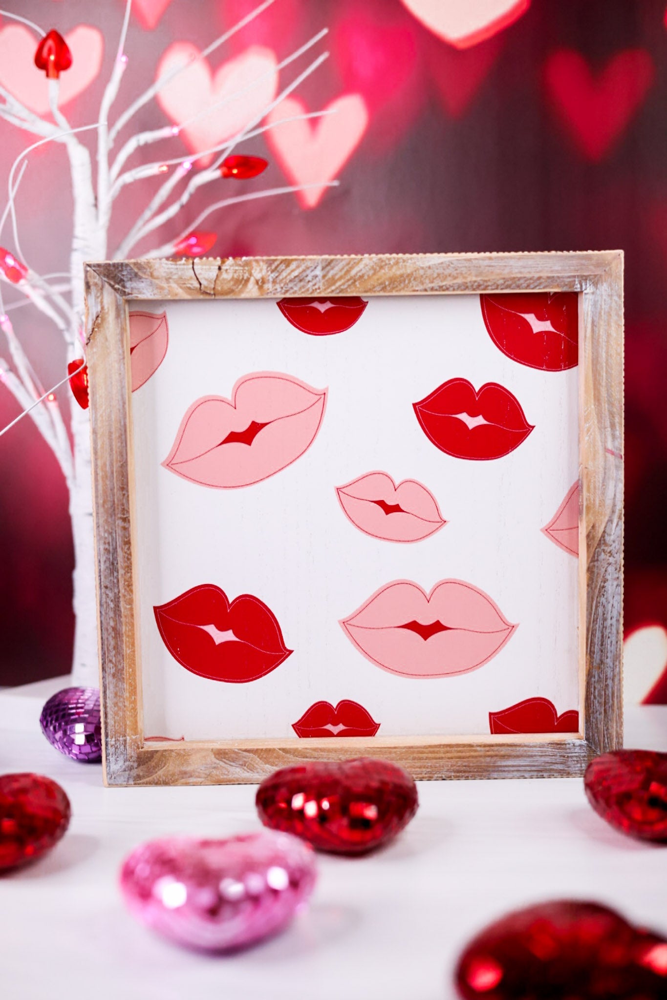 Reversible Lips/Clovers Wooden Framed Sign - Whiskey Skies - DEVANIE AT HOME