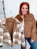 Reversible Mocha Plaid Button Down Shacket - Whiskey Skies - HEIMISH