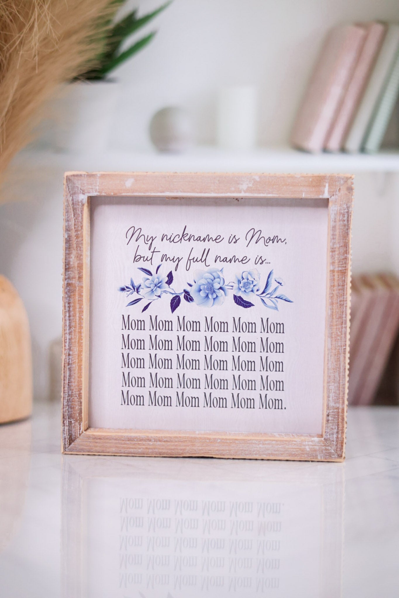 Reversible Mom/Crown Wood Framed Sign - Whiskey Skies - ADAMS & CO