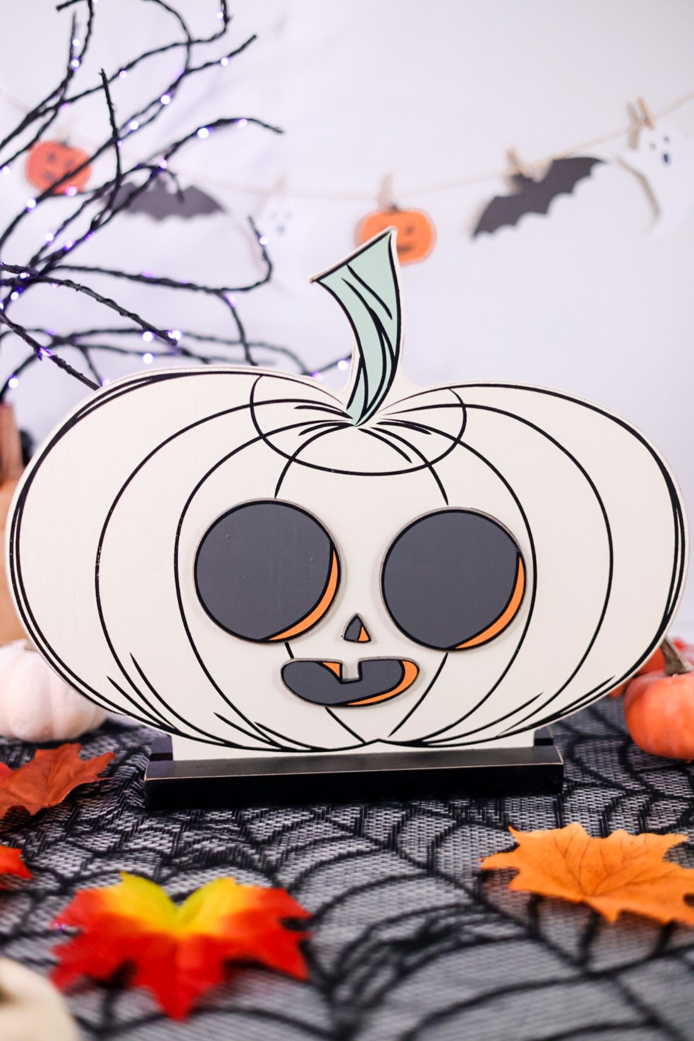 Reversible Pumpkin/Jack - O - Lantern Wooden Sitter - Whiskey Skies - ADAMS & CO