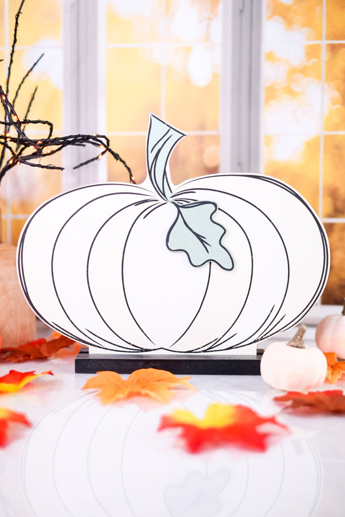 Reversible Pumpkin/Jack - O - Lantern Wooden Sitter - Whiskey Skies - ADAMS & CO