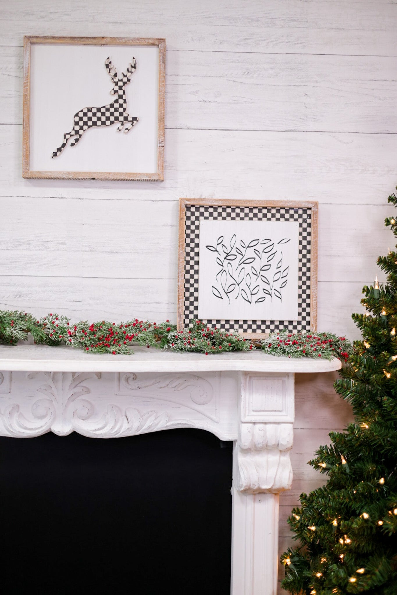 Reversible Reindeer/Leaves with Checkers Sign - Whiskey Skies - ADAMS & CO