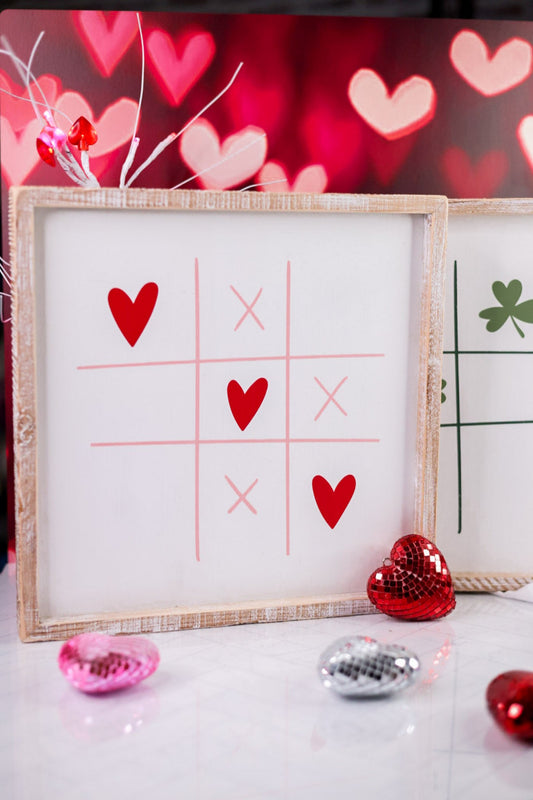 Reversible Sign with Tic Tac Toe Hearts/Clovers - Whiskey Skies - ADAMS & CO