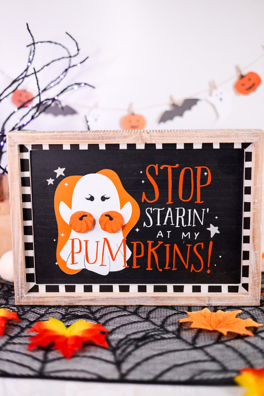 Reversible "Staring/Pumpkin Spice" Wood Framed Sign - Whiskey Skies - ADAMS & CO