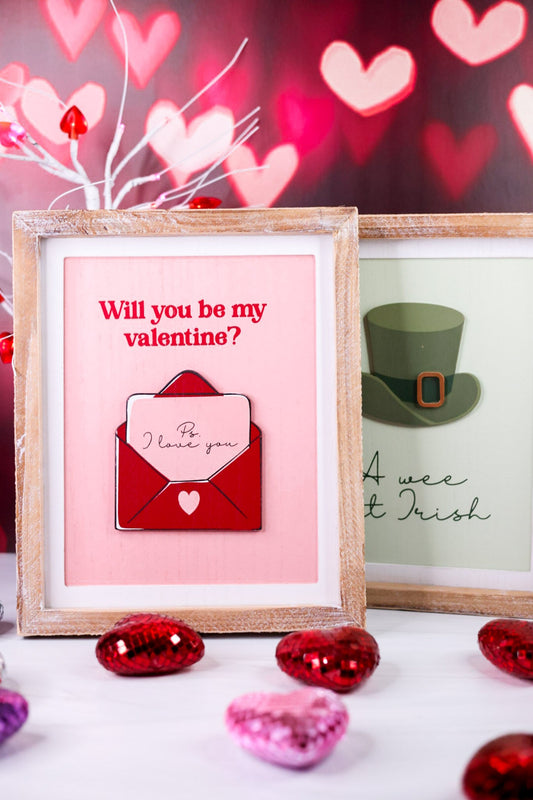 Reversible Valentine/Leprechaun Hat Wood Framed Sign - Whiskey Skies - DEVANIE AT HOME