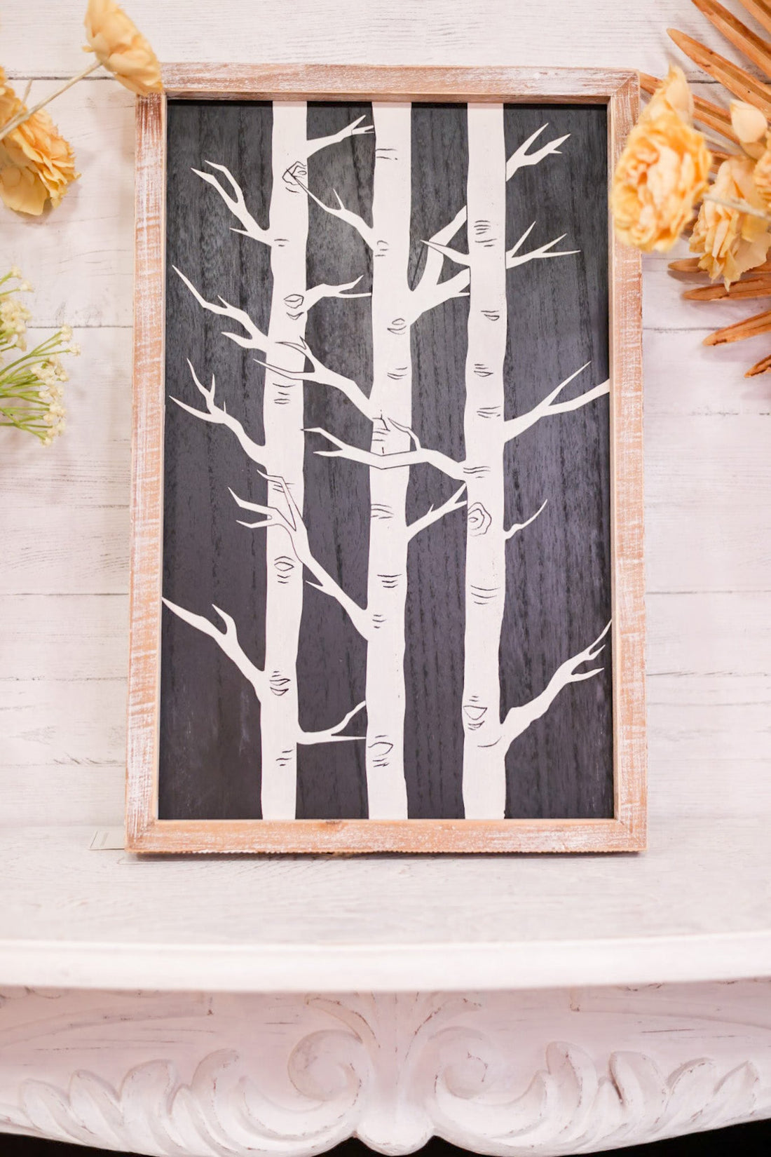 Reversible Wood Framed Sign with Trees and Pumpkins - Whiskey Skies - ADAMS & CO