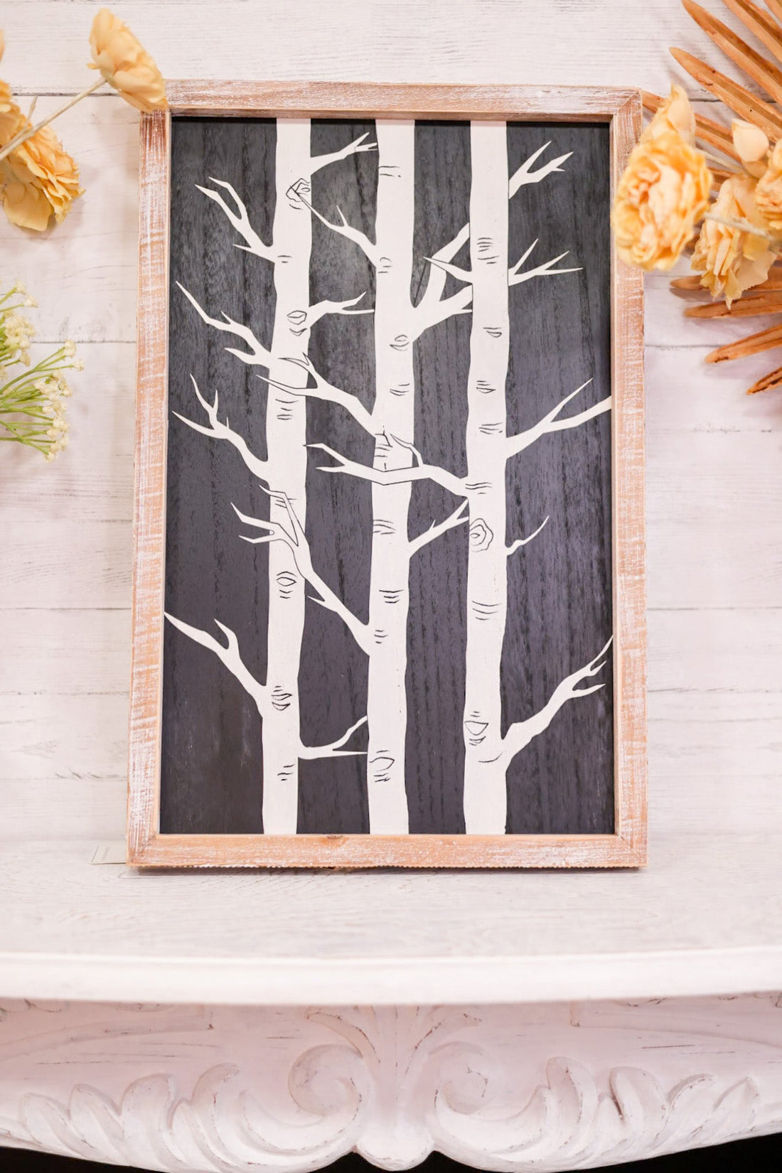 Reversible Wood Framed Sign with Trees and Pumpkins - Whiskey Skies - ADAMS & CO