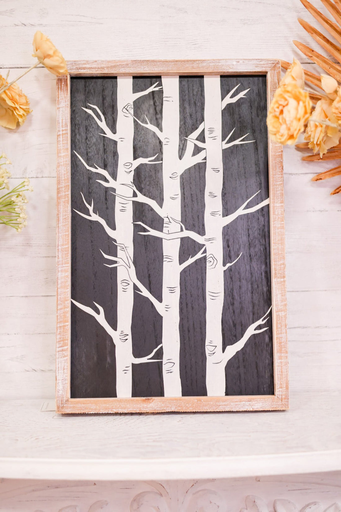 Reversible Wood Framed Sign with Trees and Pumpkins - Whiskey Skies - ADAMS & CO