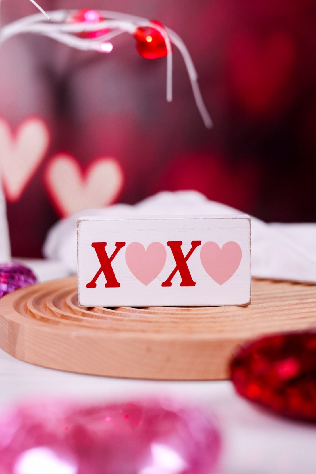 Reversible "XOXO"/Clovers Wood Block - Whiskey Skies - DEVANIE AT HOME