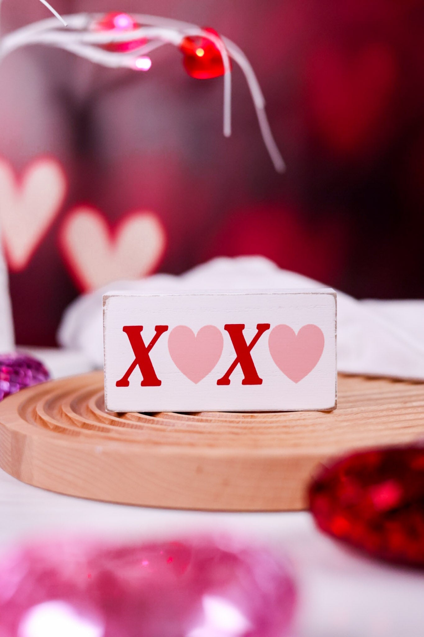 Reversible "XOXO"/Clovers Wood Block - Whiskey Skies - DEVANIE AT HOME