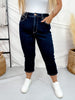 RFM Dark Wash High Waist Capris With Slit Hems - Whiskey Skies - YMI JEANS