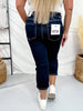 RFM Dark Wash High Waist Capris With Slit Hems - Whiskey Skies - YMI JEANS