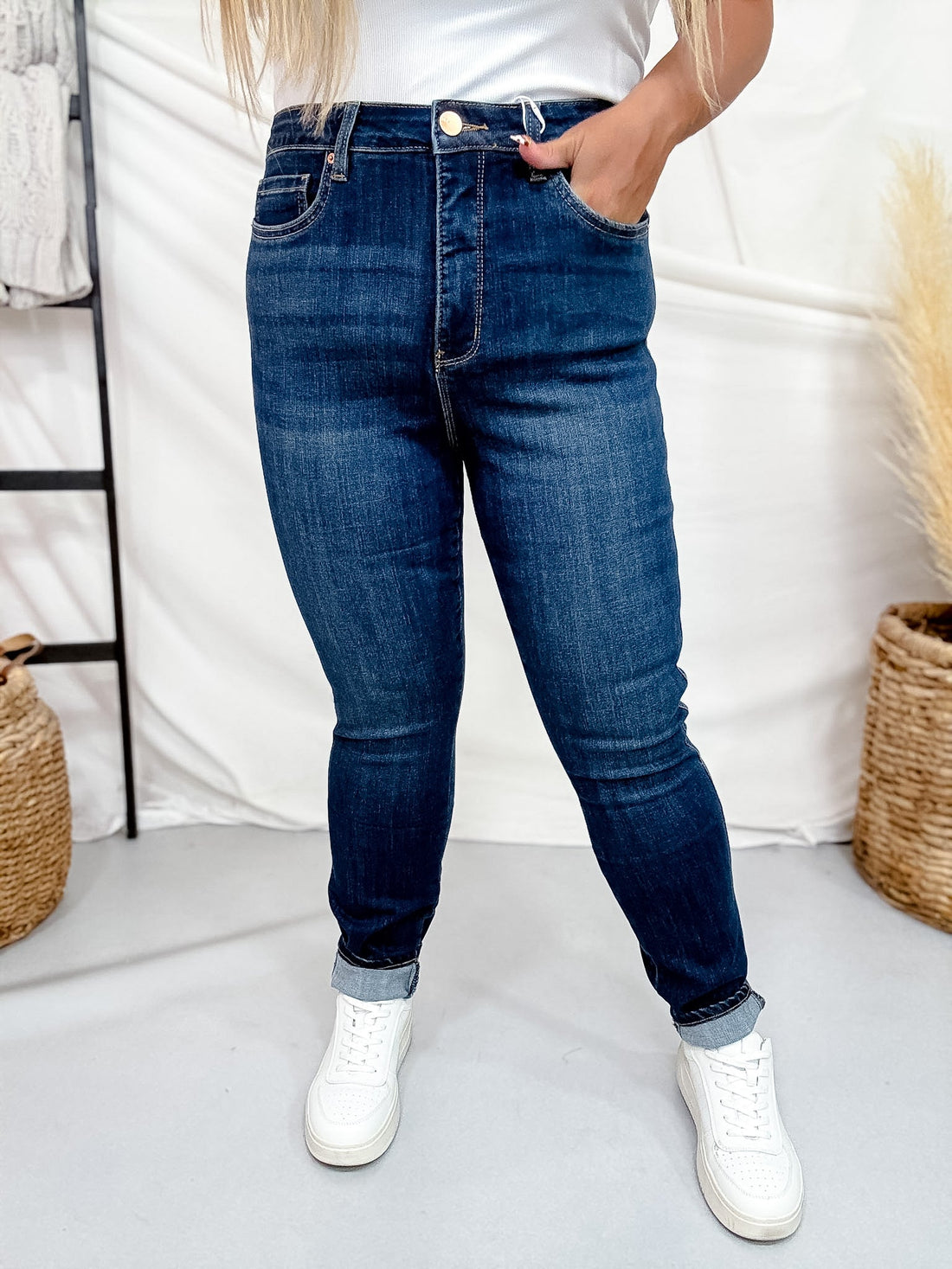 RFM High Waist Dark Wash Skinny Jeans - Whiskey Skies - YMI JEANS