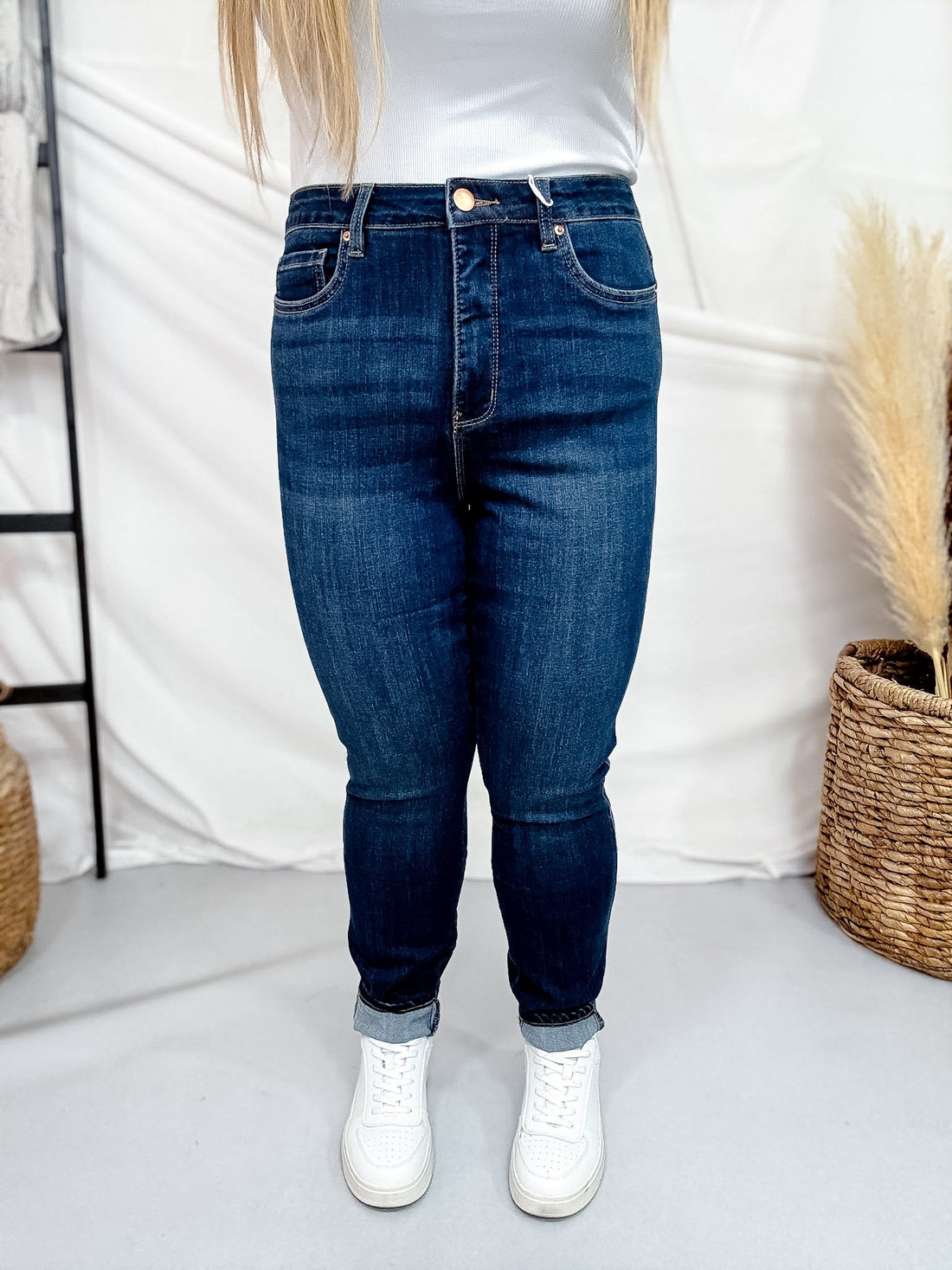 RFM High Waist Dark Wash Skinny Jeans - Whiskey Skies - YMI JEANS