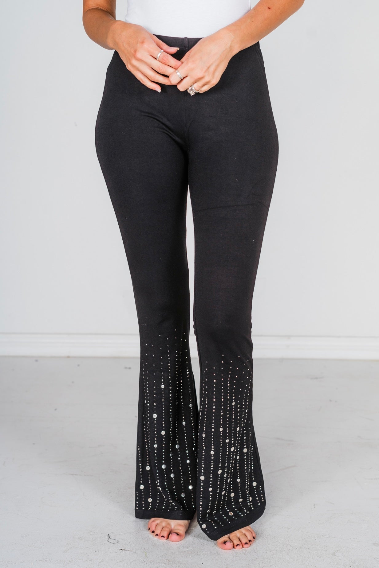 Rhinestone Embellished Flare Leggings - Whiskey Skies - VOCAL