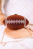 Rhinestone Football Clutch Purse W/ Chain - Whiskey Skies - GIRLY