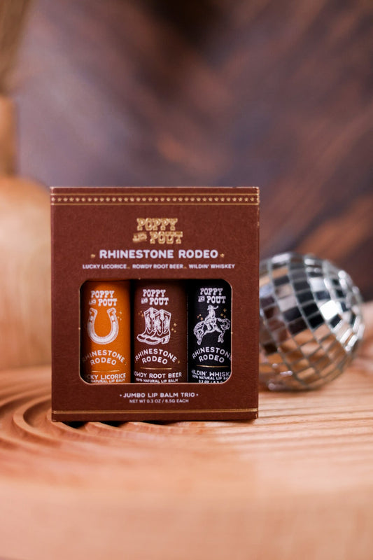 Rhinestone Rodeo Set Of Three Jumbo Lip Balms - Whiskey Skies - POPPY & POUT