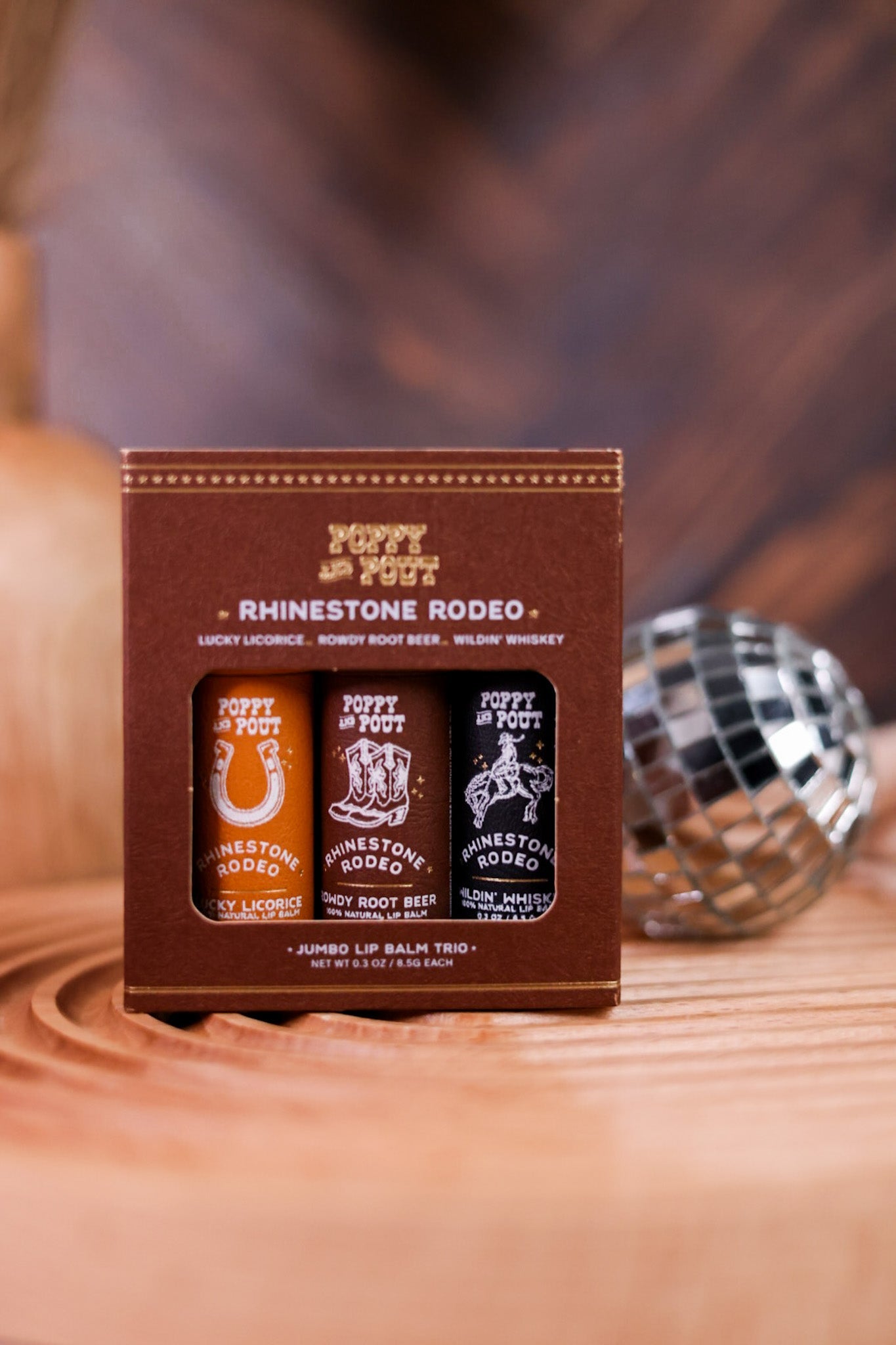Rhinestone Rodeo Set Of Three Jumbo Lip Balms - Whiskey Skies - POPPY & POUT
