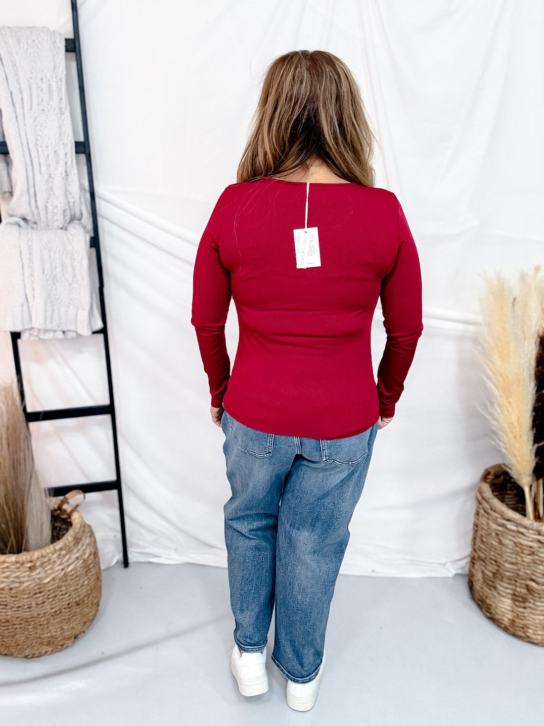 Ribbed Square Neck Solid Color Long Sleeve Top (6 Colors) - Whiskey Skies - SOUTHERN GRACE