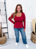 Ribbed Square Neck Solid Color Long Sleeve Top (6 Colors) - Whiskey Skies - SOUTHERN GRACE